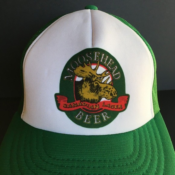 NEW Vintage 1980's Moosehead Beer Green White Trucker Hat Cap Polyfoam Snapback - Picture 8 of 13